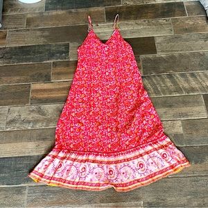 TDDPSSHDP red floral BOHO slip dress with ruffle M